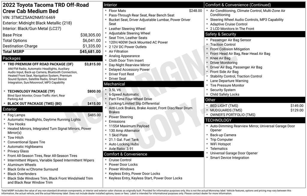 2022 Toyota Tacoma 4WD SR