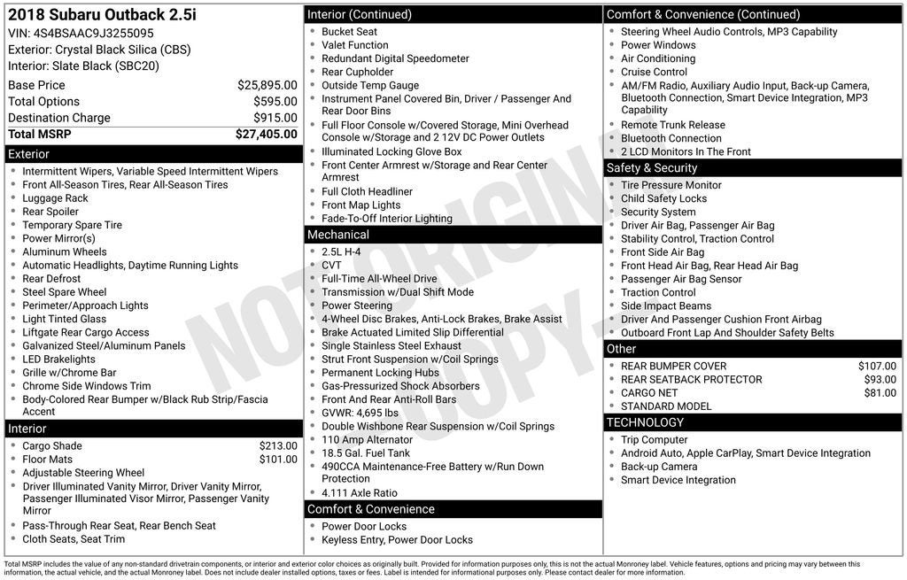 2018 Subaru Outback 2.5i