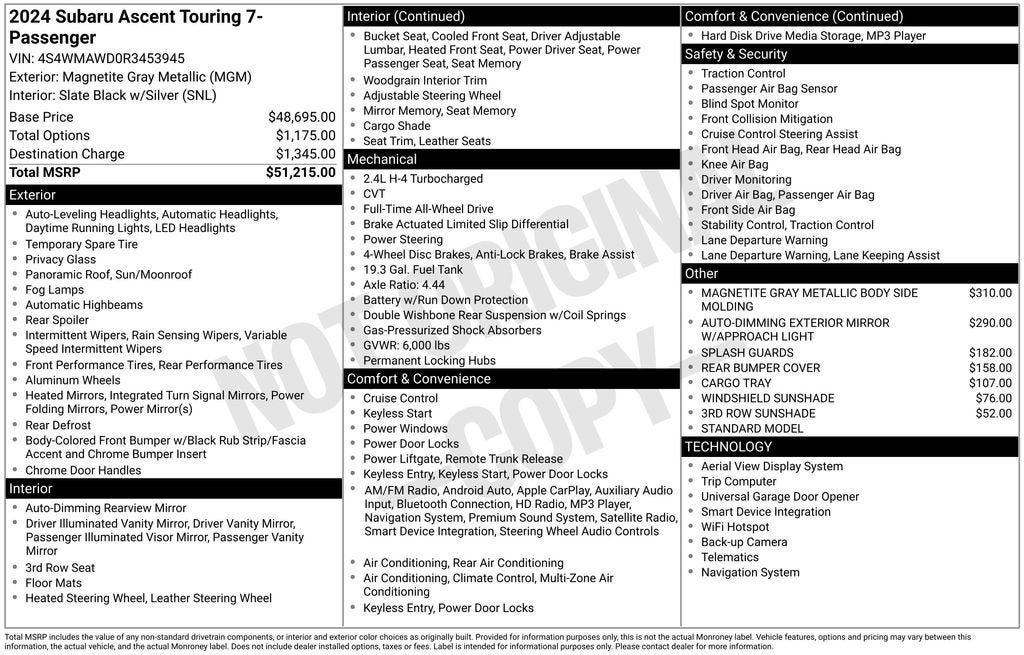 2024 Subaru Ascent Touring 7-Passenger