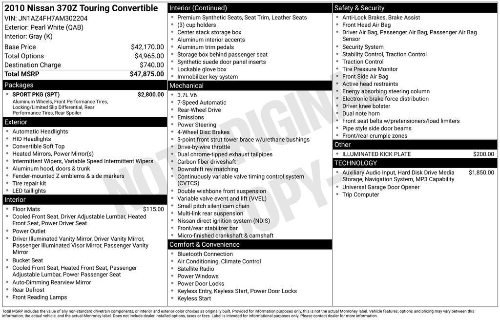 2010 Nissan 370Z Touring