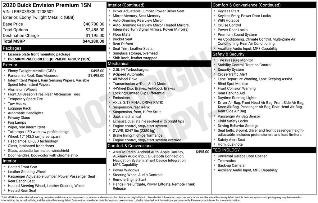 2020 Buick Envision Premium